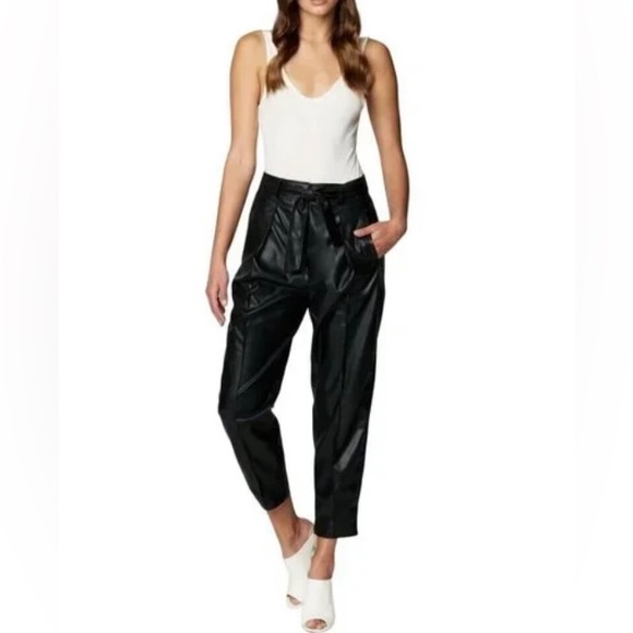Blank NYC Pants - NWT BLANK NYC FAUX LEATHER TIE WAIST CROP PANTS SIZE 28 IN BLACK